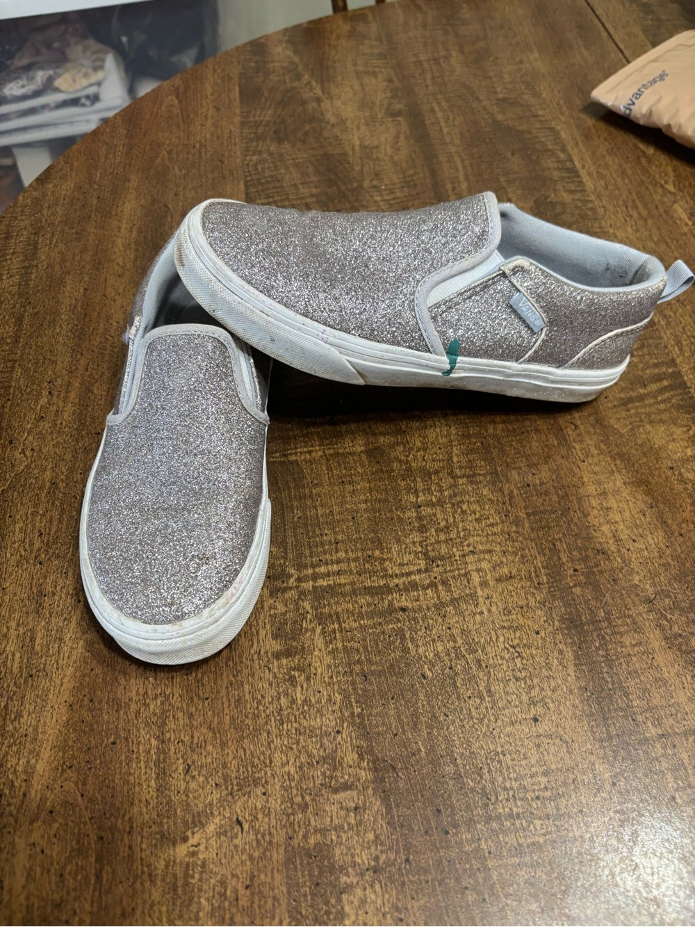 Vans Kids Glitter Slip-On Sneakers - Silver Glitter